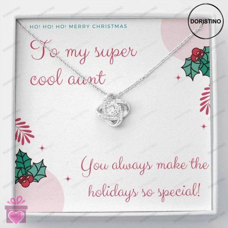 Aunt Necklace  Gift For Aunt  Happy Holidays To My Cool Aunt Love Knot Necklace Doristino Awesome Necklace